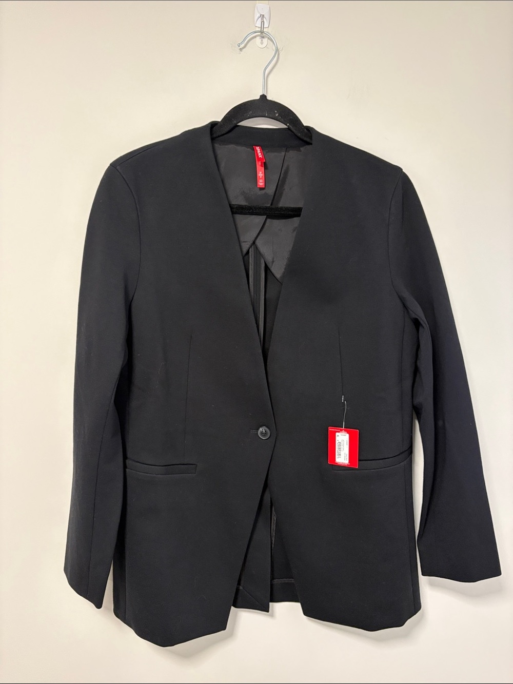 NWT SPANX Black Collarless Single-Button Blazer